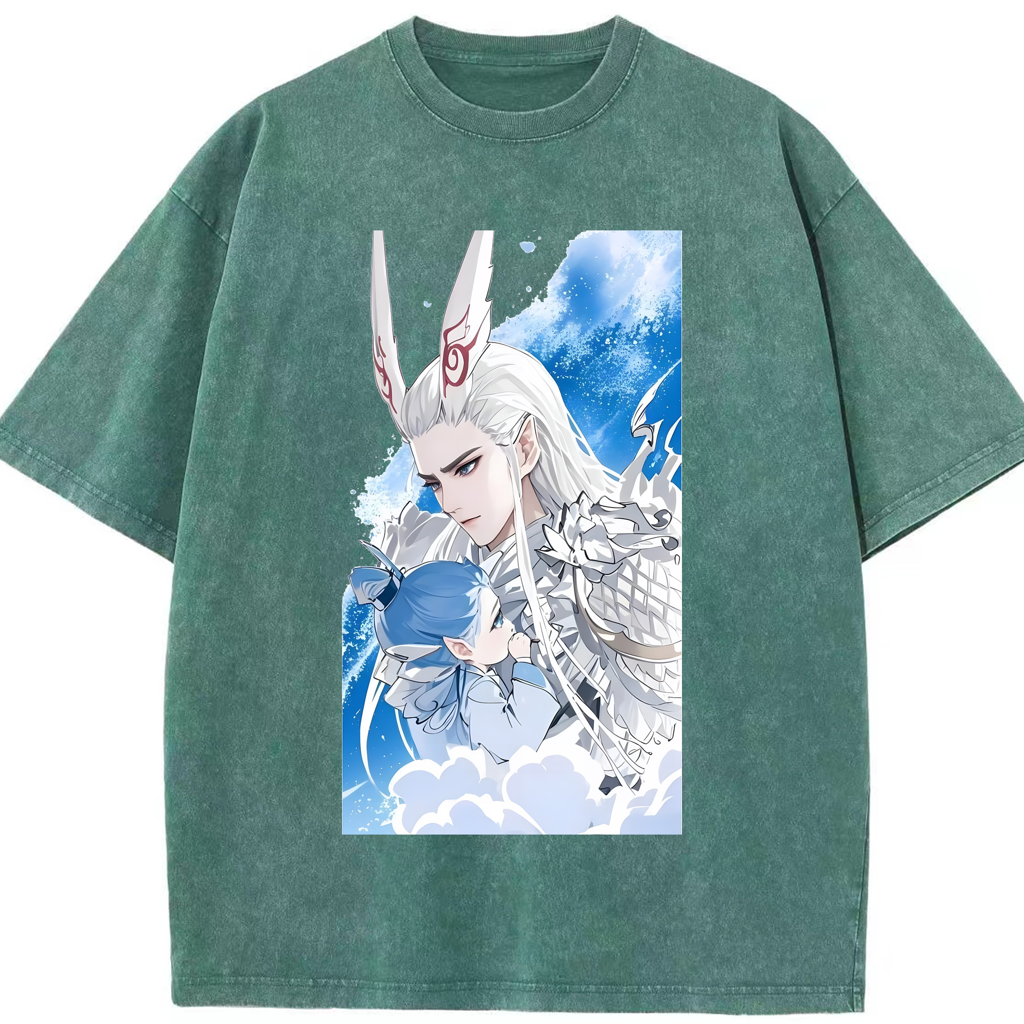 （画像用） Ne Zha 2 ナタ 魔童の大暴れ 綿100% ヴィンテージ風 半袖Tシャツ（フロントプリント）